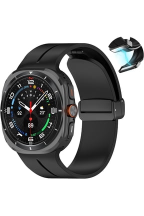 Compatible with Samsung Galaxy Watch Band Ultra 47mm, Silicone Soft Sport Quick Release Magnetic Breathable Affinity Skin Strap for Men Women Black