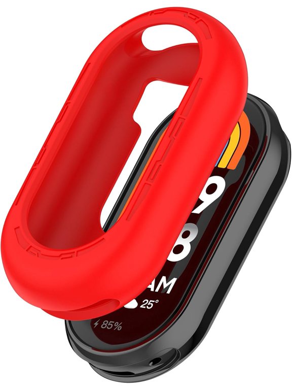 Compatible with Xiaomi Band 8 Case, Mi Band 8 Protective Case, Soft Silicone Protector Bumper Sleeve Cover Case Shell for Xiaomi Mi Band 8 Activity Tracker (Red)