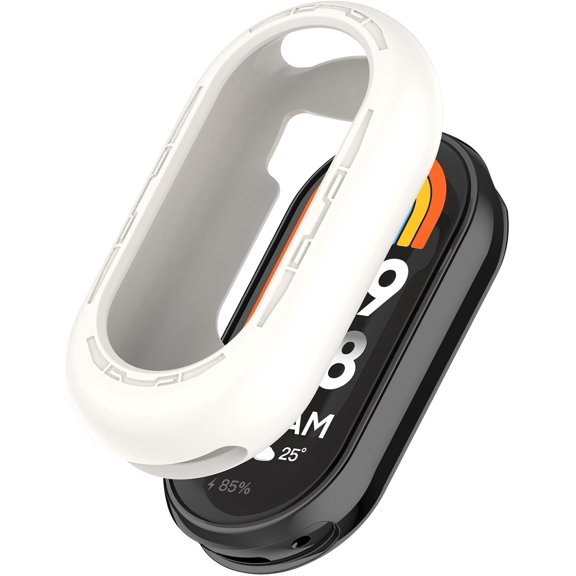 KOMI Compatible with Xiaomi MI Band 9 Case, Soft Silicone Shock-Proof Protector Shell Replacement Protective Case for Xiaomi MI Smart Band 9/Band 9NFC Accessories (Beige)