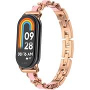 KOMI Compatible with Xiaomi Mi Smart Band 8 Silicone Strap Metal Adjustable Woven Strap Smart Watch Wristband Accessories for Women Men Replacement Bands