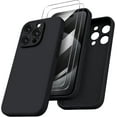 thumbnail image 1 of KOMI Compatible with iPhone 15 Pro Case with 2 x Screen Protector, Shockproof Liquid Silicone Cover, Drop Protection Phone Case for iPhone 15 Pro, Black, 1 of 7