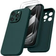 thumbnail image 1 of KOMI Compatible with iPhone 16 Pro Case with 2 x Screen Protector, Shockproof Liquid Silicone Cover, Drop Protection Phone Case for iPhone 16 Pro, Olive Green, 1 of 6