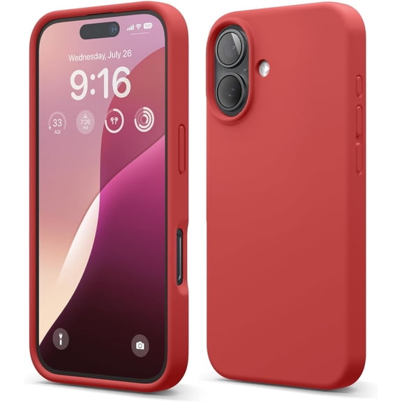 KOMI Compatible with iPhone 16 Pro Case, Premium Liquid Silicone Case, Full Body Protective Cover, Shockproof, Slim Phone Case, Anti-Scratch Soft Microfiber Lining, 6.3 inch Red