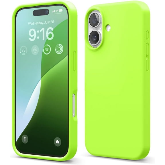 KOMI Compatible with iPhone 16 Pro Max Case, Premium Liquid Silicone Case, Full Body Protective Cover, Shockproof, Slim Phone Case, Anti-Scratch Soft Microfiber Lining, 6.9 inch Lime Green