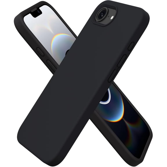 KOMI Compatible with iPhone 16e Case 6.1"(2025), Liquid Silicone 3 Layers Full Covered Soft Gel Rubber Phone Case,Shockproof Protective Cover with Anti-Scratch Microfiber Black