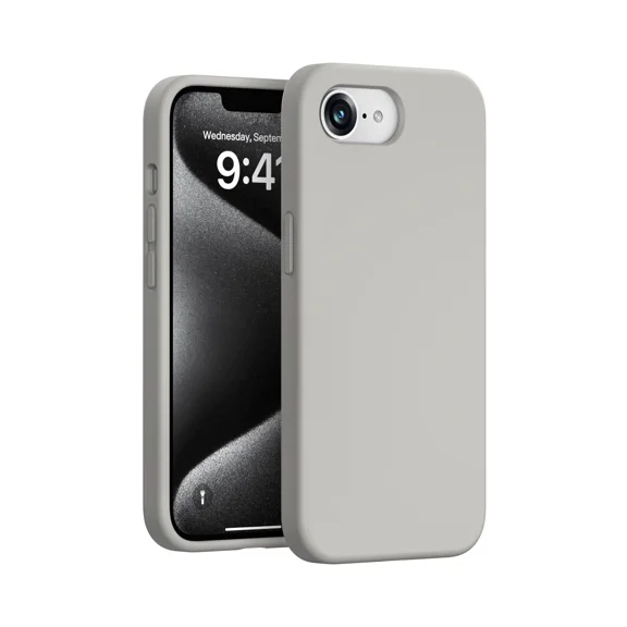 KOMI Compatible with iPhone 16e Case 6.1"(2025), Liquid Silicone 3 Layers Full Covered Soft Gel Rubber Phone Case,Shockproof Protective Cover with Anti-Scratch Microfiber Rock Grey