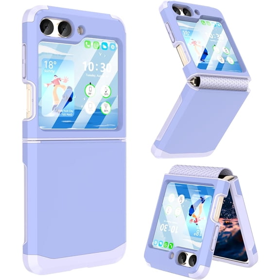 KOMI Designed for Galaxy Z Flip 5 Case with Hinge Protection,Samsung Flip 5 Heavy Duty Shockproof Full Body Protective Phone Case Cover for Z Flip 5 5G(2023)-Purple