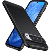KOMI Designed for Google Pixel 9/Pixel 9 Pro Case, Flexible TPU [Brushed Texture] [Anti-Slip] Shockproof Military Protection Bumper Phone Case, Slim Case Cover for Pixel 9, Black