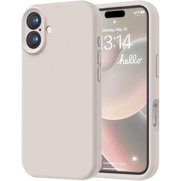 KOMI Designed for iPhone 16 Case, Premium Silicone with [Soft Anti-Scratch Microfiber Lining] Shockproof Protective Phone Case for Men Women Girls 6.1", Stone