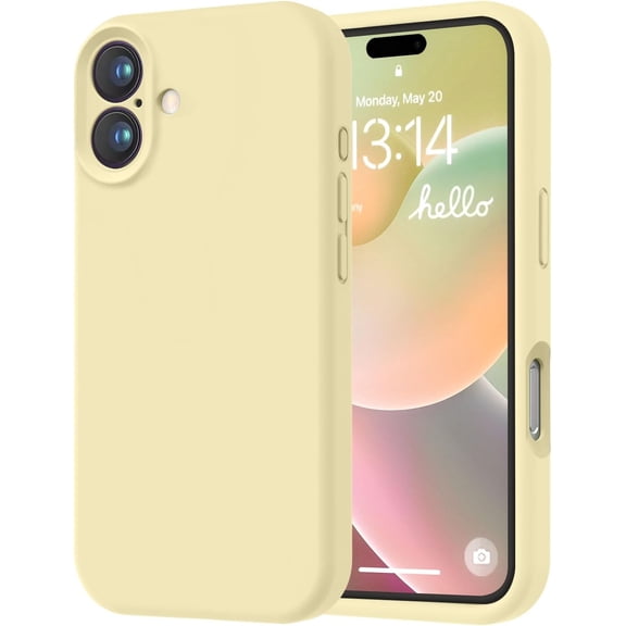 KOMI Designed for iPhone 16 Plus Case, Premium Silicone with [Soft Anti-Scratch Microfiber Lining] Shockproof Protective Phone Case for Men Women Girls 6.7", Creamy Yellow