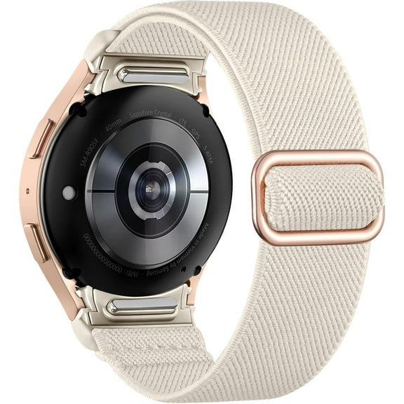 KOMI Elastic Bands Compatible with Samsung Galaxy Watch 7/FE/6/5/4 40m 44mm/6 Classic 43mm 47mm/5 Pro 45mm/4 Classic 42mm 46mm, 20mm One Click No Gap Nylon Stretchy Strap for Women Men, Starlight