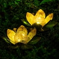 thumbnail image 1 of KOMI Garden Solar Lights Outdoor(2Pack) , Amber Crackle Globe Glass Lotus Decoration , Waterproof Orange Metal LED Flower Lights for Patio,Lawn,Walkway,Tabletop,Ground, Garden Gifts for Women, 1 of 7