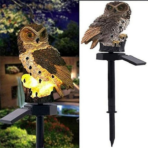 KOMI Garden Solar Lights Outdoor, Owl Shape Waterproof LED Decorations Landscape Lighting for Pathway Walkway Yard Patio Lawn Wedding Party (Brown)