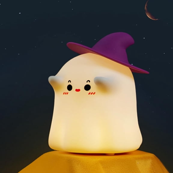 KOMI Ghostess Night Light, Squishy Cute Dimmable Silicone Light Up Nursery Nightlight, USB Rechargeable Cute Bedroom Halloween Decor Bedside Touch Night Lamp for Babies Kids Girls (Ghostess)