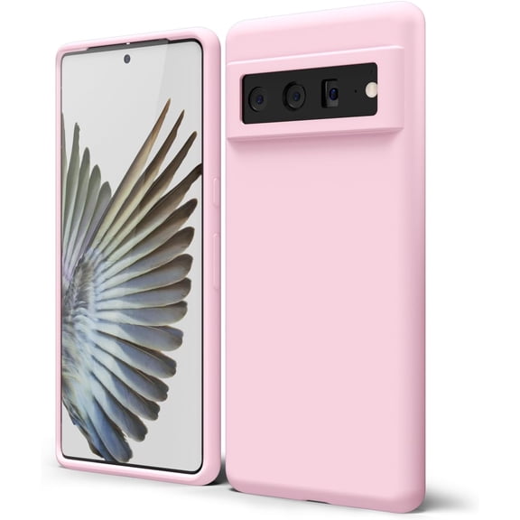 KOMI for Google Pixel 6 Pro Phone Case Liquid Silicone, Cute Thin Slim Soft Rubber TPU Plain Smooth Gel Cover for Women Girl, Matte Solid Protective & Shockproof Bumper, Rose Pink