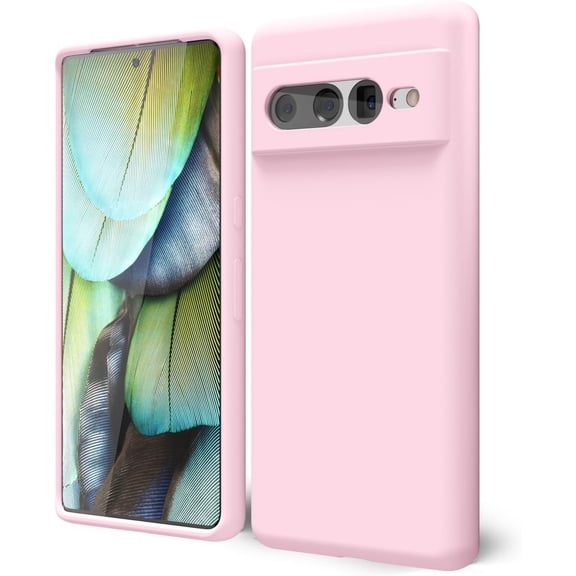 KOMI for Google Pixel 7 Pro Phone Case Liquid Silicone, Cute Thin Slim Soft Rubber TPU Plain Smooth Gel Cover for Women Girl Aesthetic Design, Matte Solid Protective & Shockproof Bumper Grip, Pink