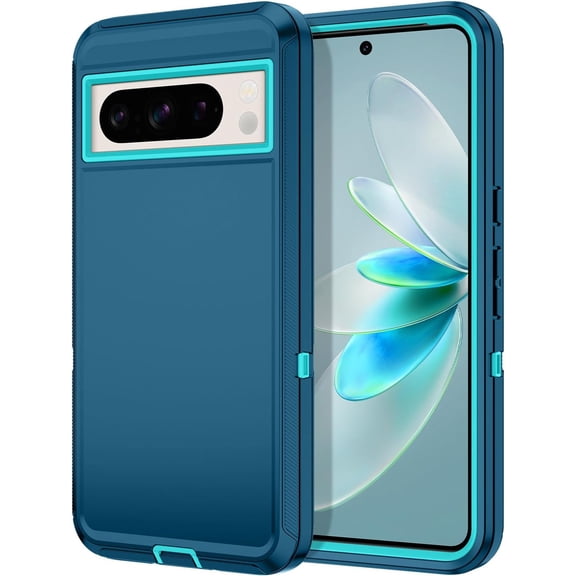 KOMI for Google Pixel 8 Pro Case Shockproof Rugged Full Body Protection Scratch Resistant Heavy Duty Dust/Drop Proof 3-Layer Cover Case for Google Pixel 8 Pro 6.7", Turquoise