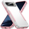 thumbnail image 1 of KOMI for Google Pixel 9 Case, [Shockproof] Military Grade Proof Protection [Fall Prevention] [Anti Fingerprint ] Rugged Protective Phone Case Cover for Google Pixel, White+Pink, 1 of 8