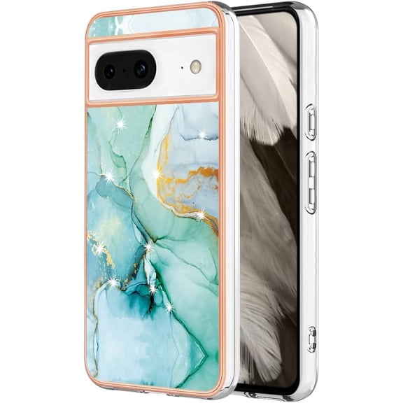 KOMI Google Pixel 9 Pro XL Case,Google Pixel 8 Pro TPU Soft Case Slim Cute Men Women Lady Silicone Shockproof Flexible Bumper Protective Case for Google Pixel 9 Pro XL Marble Green