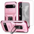 thumbnail image 1 of KOMI for Google Pixel 9 Pro XL Case with Tempered Glass Screen Protector and Camera Lens Cover,Rotated Ring Stable Kickstand,Heavy Duty Shockproof Protective Phone Cover Pink, 1 of 7