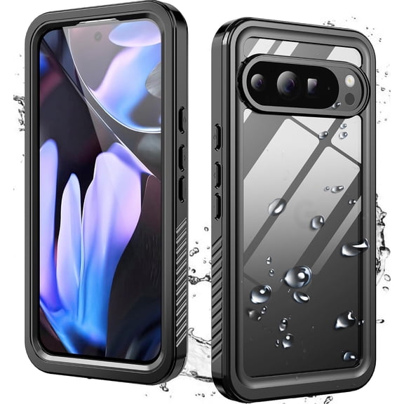 KOMI for Goolge Pixel 9 Pro XL Case, Waterproof Case with Built-in Screen Protector, Rugged Full Body Underwater Dustproof Shockproof Drop Proof Protective Cover, Black