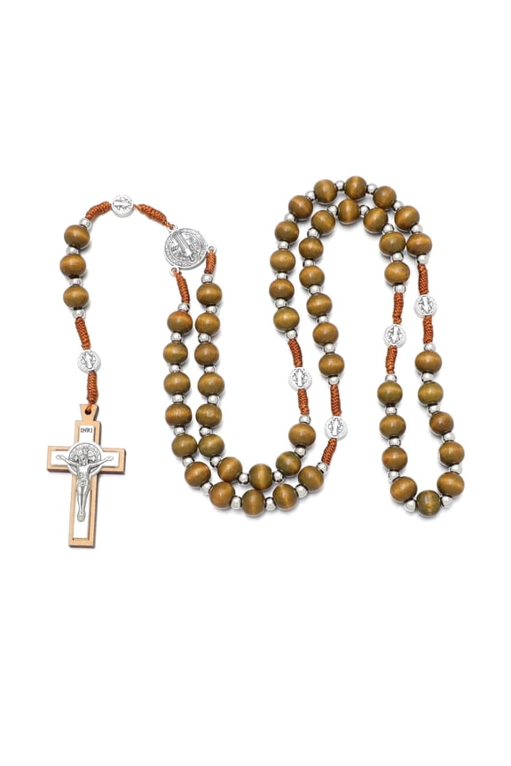 Handmade Wooden Rosary Beads Necklace Catholic for Men Women Religious Christian Gifts