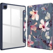 KOMI Hybrid Slim Case for Samsung Galaxy Tab A8 10.5 Inch 2022 Model SM-X200/X205/X207, Shockproof Cover with Clear Transparent Back Shell, Auto Wake/Sleep, Blooming Hibiscus