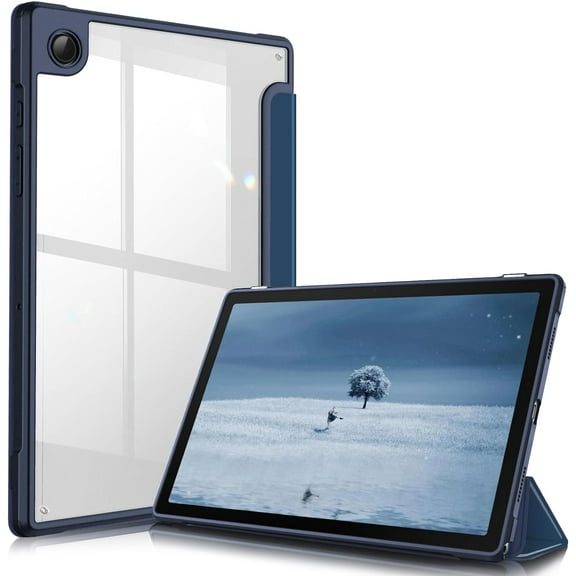 KOMI Hybrid Slim Case for Samsung Galaxy Tab A8 10.5 Inch 2022 Model (SM-X200/X205/X207), Shockproof Cover with Clear Transparent Back Shell, Auto Wake/Sleep, Navy