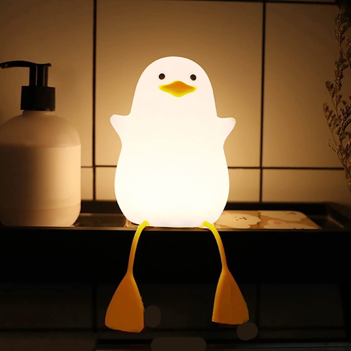 KOMI Kids Night Light, Cute Silicone Duck Nursery Lamp for Baby and Toddler,Animal Night Light for Boys and Girls,Squishy Night Light for Bedroom and Kids Room,Kids Gift (Seagull)
