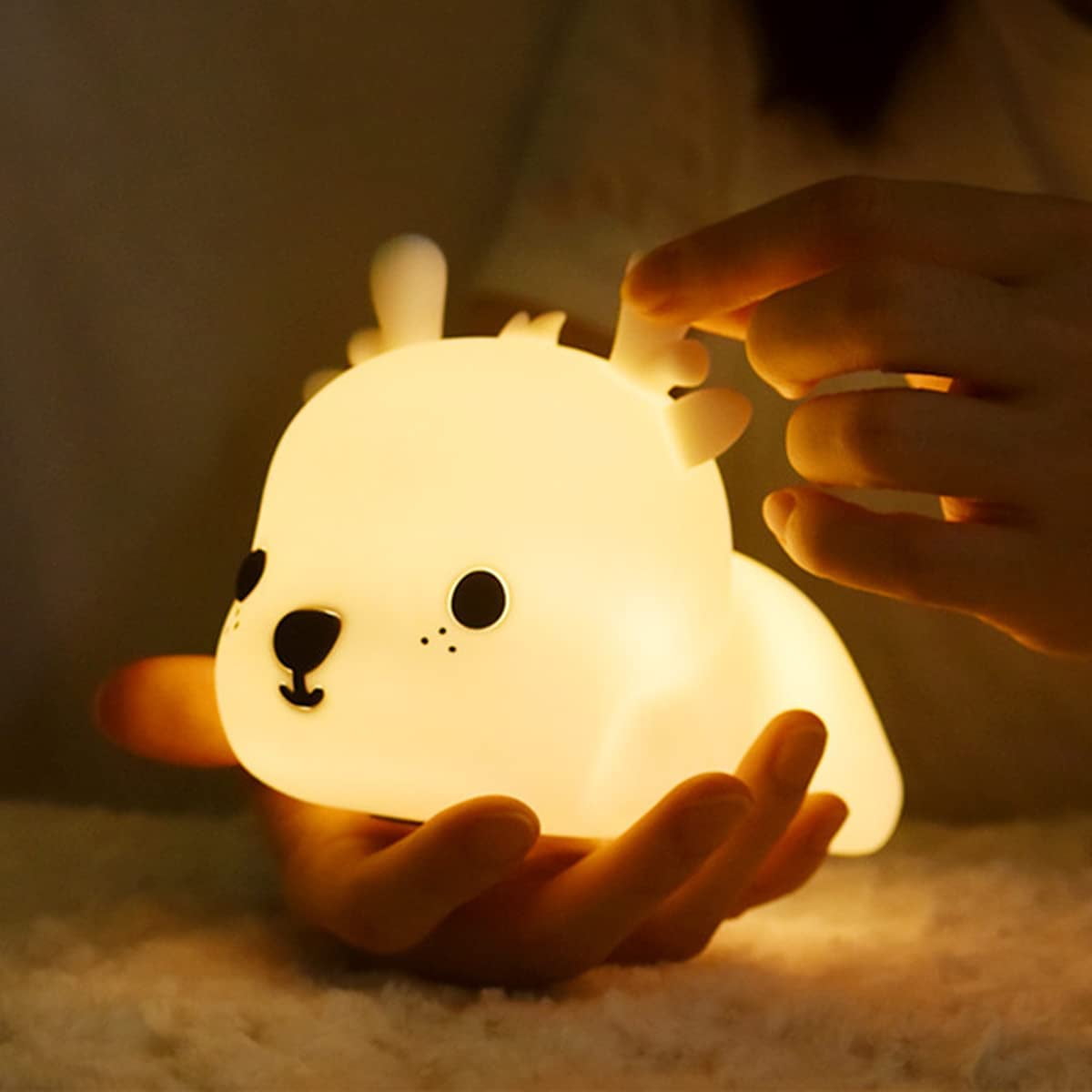 KOMI Kids Night Light Sweet Deer,Silicone Nursery Lamp for Baby and Toddler,Animal Night Light for Boys and Girls,Squishy Night Light for Bedroom,Cute Night Light for Kids Room (Deer)