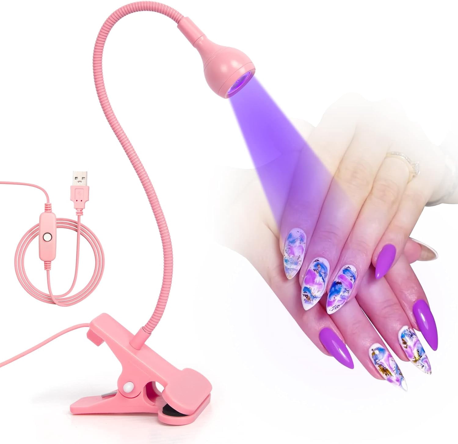 KOMI LED Nail Lamps 3W Flexible Gooseneck Lamp Quicky Dry Nail Manicure Dryer Gel Polish Curing Light Plug Play Portable Flash Cure Light for Gel Nails Home DIY Professional Nail Tools White - KOMI LED Nail Lamps 3W Flexible Gooseneck Lamp Quicky Dry Nail Manicure Dryer Gel Polish Curing Light Plug Play Portable Flash Cure Light for Gel Nails Home DIY Professional Nail Tools White -