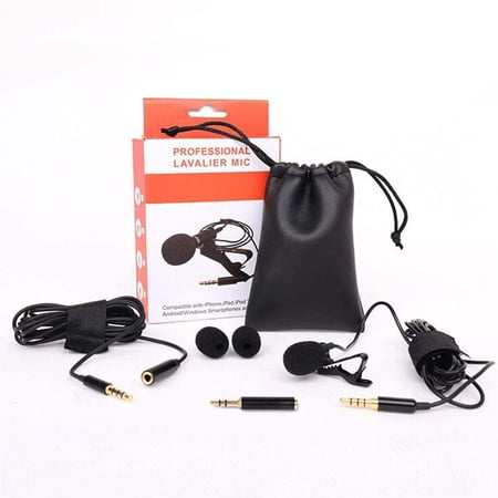 KOMI Lapel Microphone Kit, Proffessional Omnidirectional Condenser Mic Compatible with iPhone Android Smartphone Video Recording Interview YouTube, Noise Cancelling Mic (Microphone Kit)
