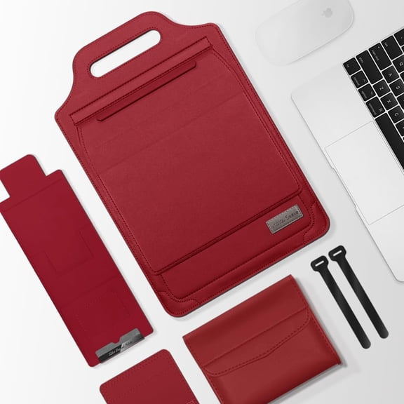 KOMI Laptop Case with Stand Compatible with 11.6-15.6 Inch MacBook Pro/Air Protective Bag Sleeve Cover for M3 M13 Computer Protective Sleeve Stand (Burgundy, 11.6/12inch)