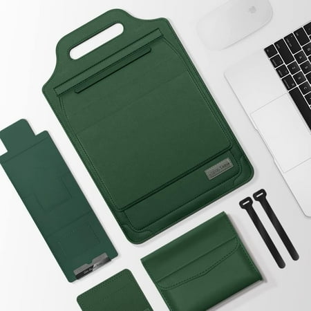 KOMI Laptop Case with Stand Compatible with 11.6-15.6 Inch MacBook Pro/Air Protective Bag Sleeve Cover for M3 M13 Computer Protective Sleeve Stand (Dark Green, 13.3/14inch)