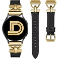 thumbnail image 1 of KOMI Leather Band Compatible with Samsung Galaxy Watch 6/5/4 Active 2 40mm 44mm/Watch 6 Classic 43mm 47mm/Watch 5 Pro 45mm/Watch 4 Classic 42mm 46mm/Watch 3 41mm, D-Shape Buckle 20mm Watch Band, 1 of 6