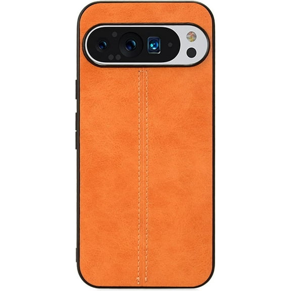KOMI Leather Case for Google Pixel 9 Pro/Google Pixel 9, Lightweight And Thin Phone Cover Shockproof Minimalist Protective Case, Orange