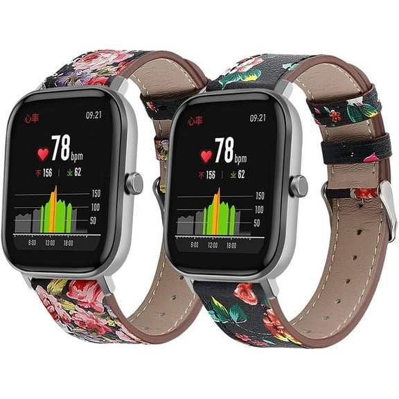 KOMI Leather WatchBand Compatible with Hero Band III,Donerton, Popglory, CanMixs P22, AGPTEK LW31 Smart Watch Genuine Leather Replacement 20MM Sport Wrist Strap Bracelet with Stainless Metal Buckle