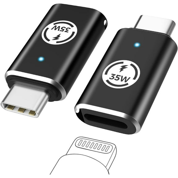 KOMI Lightning Female to USB C Male Adapter, 2 Pack USB-C Male to Lightning Female Adapter for iPhone 15/15 Pro/15 Pro Max/15 Plus, iPad Pro/Air, Support Fast Charging/Data Transfer, Not for Audio/OTG