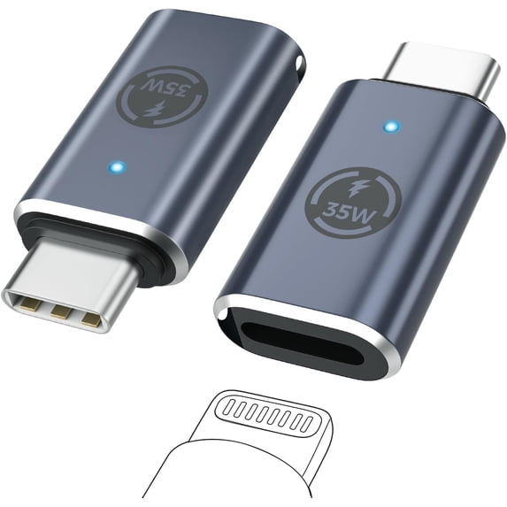 KOMI Lightning Female to USB C Male Adapter, 2 Pack USB-C Male to Lightning Female Adapter for iPhone 15/15 Pro/15 Pro Max/15 Plus, iPad Pro/Air, Support Fast Charging/Data Transfer, Not for Audio/OTG