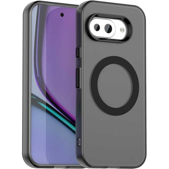 KOMI Magnetic Case Compatible for Google Pixel 9A Case Wireless Charging,[Compatible with MagSafe] Translucent Matte PC Thin Cover for Google Pixel 9A Phone Cases Clear 2025 Black