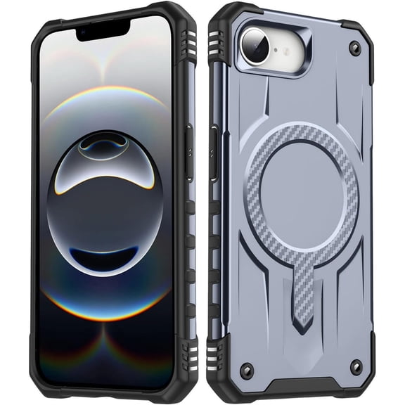 KOMI Magnetic Case for iPhone 16e, Compatible with MagSafe Anti-Slip Anti-Scratch Military Grade Drop Protective Double Rugged Case for Men & Women