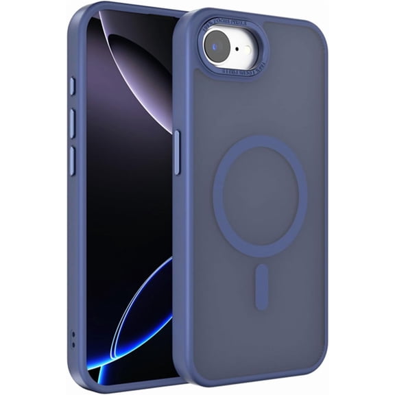 KOMI Magnetic Case for iPhone 16E/iPhone SE4, Magnetic Phone Case for iPhone16E, Slim Frosted Translucent Phone Case with Metal Frame Lens Protection Shockproof Cover, Chrome