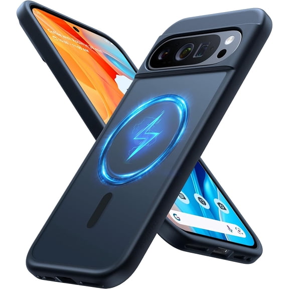KOMI Magnetic Shockproof for Google Pixel 9 Pro XL Case, [Fit for MagSafe][16FT Mil-Grade Drop Protection] Translucent Protective Anti-Fingerprint Anti-Scratch Case for Pixel 9 Pro XL Case, Black