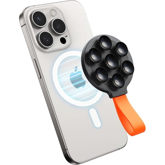 KOMI Magnetic Suction Cup Phone Mount, Silicone Suction Phone Case Grip Stand Holder for MagSafe, Hands-Free Mirror Shower Phone Holder Mount Fit iPhone 15 Pro Max, TikTok Creator|Videos|Selfies