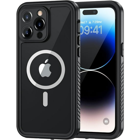 KOMI Magnetic iPhone 14 Pro Max Case, Waterproof Dustproof Case with Built-in Screen Protector Compatible with Magsafe, Full Body Protective Cover for iPhone 14 Pro Max 6.7 inch -Black