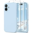 thumbnail image 1 of KOMI Magnetic for iPhone 16 Case, Compatible with MagSafe, [Full Camera Protection][2 Screen Protectors] Silicone Shockproof Protective Phone Case for iPhone 16 6.1", Light Blue, 1 of 9