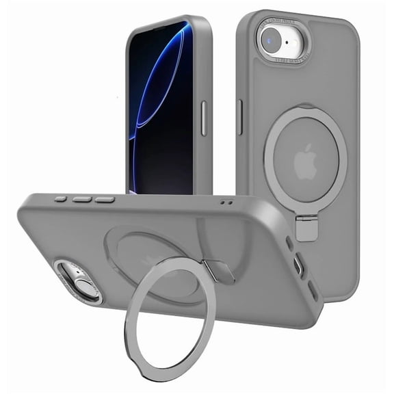 KOMI Magnetic for iPhone 16e Case with Invisible Stand, [10 FT Drop Protection] [Velvety Touch] Slim Translucent Matte Back Shockproof Phone Case for iPhone 16e 6.1'', Grey