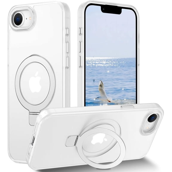 KOMI Magnetic for iPhone 16e Case with Invisible Stand, [10 FT Drop Protection] [Velvety Touch] Slim Translucent Matte Back Shockproof Phone Case for iPhone 16e 6.1'', White