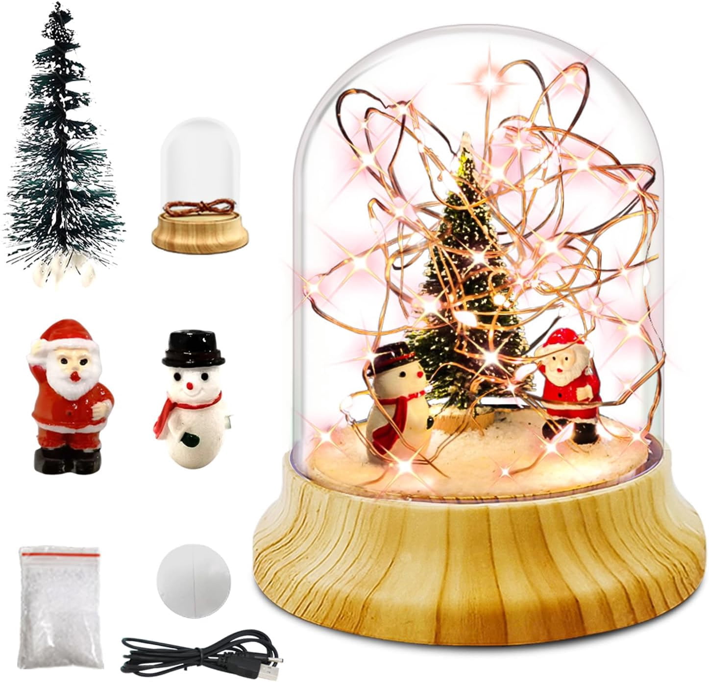 KOMI Make Your Own Christmas Night Light, Christmas Toys for Kids, Christmas Craft Kit, DIY Arts and Crafts Lamp Project for Girls(USB Upgrade Edition), Gifts for 4 5 6 7 8 9 10 Year Old Kids