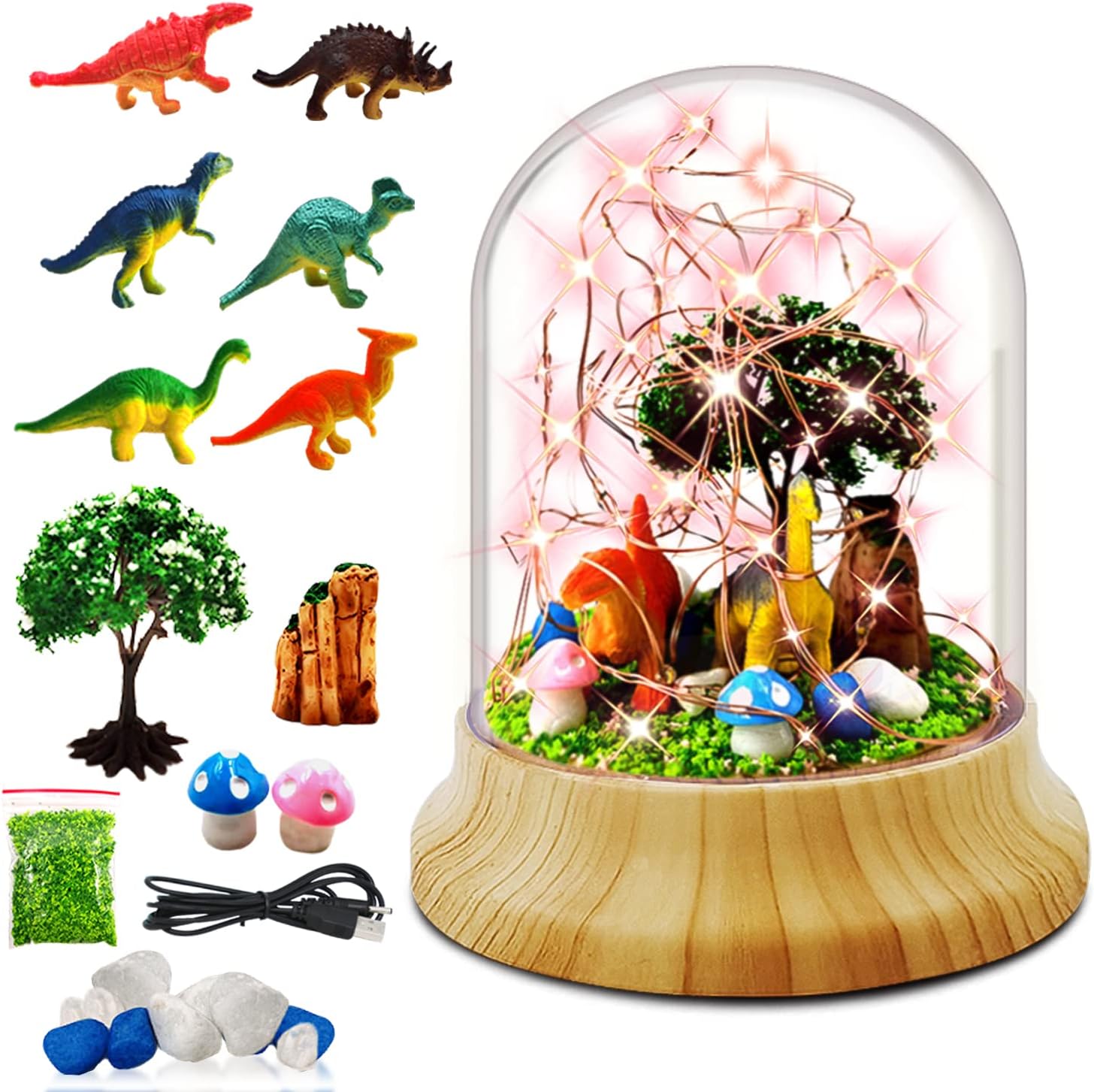 KOMI Make Your Own Dinosaur Night Light, Dinosaur Toys for Kids, Dinosaur Craft Kit, DIY Arts and Crafts Lamp Project for Girls(USB Upgrade Edition), Gifts for 4 5 6 7 8 9 10 Year Old Kids
